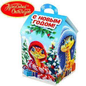 Сладкий подарок на Новый Год в картонной упаковке весом 600 грамм по цене 654 руб в Петрозаводске